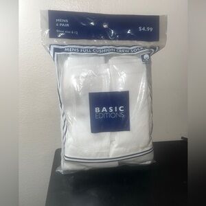 Vintage 6 Nos  Basic Editions Men's Full Cushion Crew Socks  Size 6-12